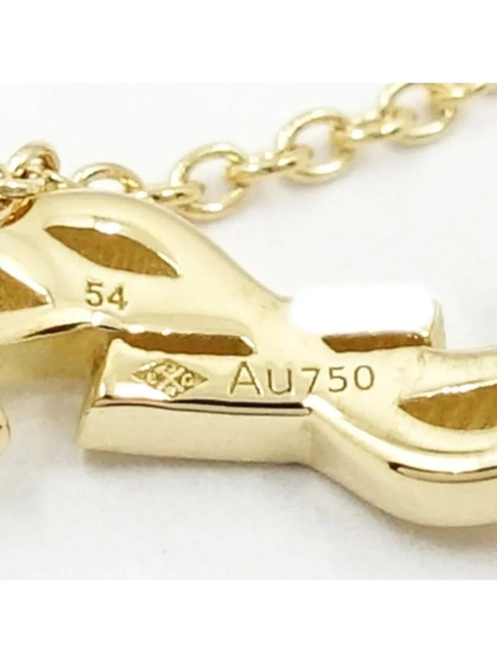 Saint Laurent 18k Yellow Gold Cassandra YSL Logo Chain Ring Polished